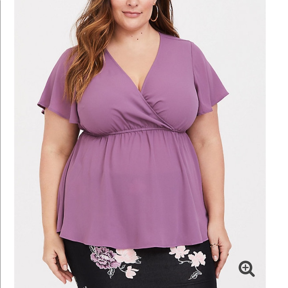 TORRID dusty purple georgette babydoll blouse 0